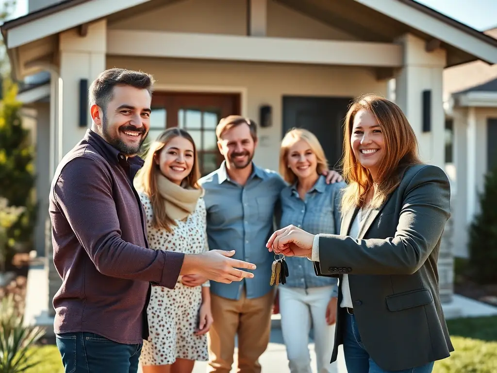 An image showcasing a successful family celebrating a financial milestone, such as buying a new home or securing their retirement, representing proven results.